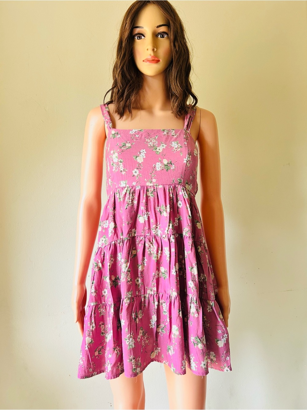 Blu PepperFloral Tiered Pink Sundress small